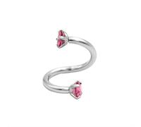 Hoisy Stainless Steel Small Nose Rings Studs 16 Gauge 1.2x8x3mm, S-Shaped with Cubic Zirconia, Womens Nose Ring Silver Pink