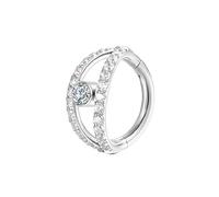 Hoisy Titanium Cartilage Piercing Earrings Hoops 16 Gauge 1.2x6mm, Double Layer Hoop with Cubic Zirconia, Silver Nose Ring Small