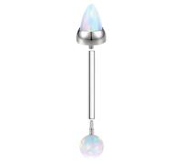 Hoisy Titanium Nose Rings Stud 16 Gauge 4mm-1.2x10mm, Round and Cone Shaped with Opal, Womens Nose Ring Silver White