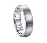 Hoisy Tungsten Engagement Ring for Men Engravable, 6MM Brushed Round Silver Promise Ring Men, Size P 1/2