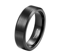 Hoisy Unisex Tungsten Wedding Ring Engraved, 6MM Brushed Round Engagement Rings Black for Men, Size W 1/2