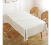 Hoisy White PVC Square Tablecloth 55 W x 59 L, Solid Color Tablecloth Decorative for Banquet