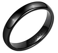 Hoisy Women and Men Ceramic Wedding Ring Engraved Name, 4MM Polished Round Engagement Band Black Men, Size Y 1/2