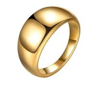 Hoisy Women Men Personalized Stainless Steel Wedding Ring, 10MM Polished Round Men Engagement Ring Gold, Size J 1/2