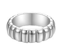 Hoisy Women Stainless Steel Engagement Ring Engraved Name, 6MM Round Womens Wedding Band Silver, Size L 1/2