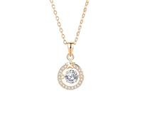 Hoisy Women's 9 K Rose Gold Pendant Necklace, Hollow Circle and Star with 0.75ct Topaz and Moissanite, Rose Gold Blue Necklace Women