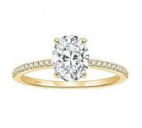 Hoisy Women's 925 Sterling Silver Promise Ring Customizable, 4 Claws Oval with Cubic Zirconia Womens Wedding Band Gold, Size O 1/2