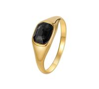 Hoisy Womens Custom Stainless Steel Engagement Ring, Solitaire Rectangle with Cubic Zirconia Gold Black Womens Wedding Band, Size T 1/2