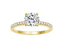 Hoisy Women's Personalized 925 Sterling Silver Promise Ring, 4 Claws Solitaire Round with Cubic Zirconia Womens Gold Ring, Size L 1/2