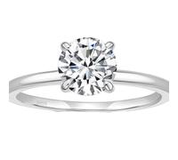 Hoisy Women's Personalized 925 Sterling Silver Ring, 4 Claws Solitaire Round with Cubic Zirconia Wedding Rings Silver Women, Size N 1/2