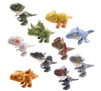Hoite 10-Pack Mini Dinosaur Finger Toys - ABS Dinosaur Bite Finger Set for Boys & Girls (Mixed Colours)