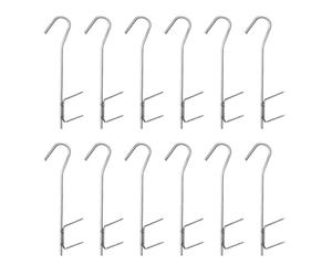 Hoite 12 PCS Smoking Hooks,Stainless Steel Smoking Hooks, H-Shape 21 Cm, Silver, Professional for Hanging Smoked Fish, Meat, Sausage Etc