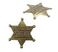 Hoite 2 Pcs Tibetan Style Alloy Sheriff Badge Deputy Sheriff Metal Badge Pin Antique Bronze/Golden
