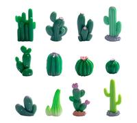Hoite 24pcs Mini Resin Cactus, 12 Sizes Realistic Resin Succulent Ornaments, for Car Interior Office Desk Balcony Mini Landscape