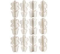 Hoite 24Pcs Unfinished Wood Crafts 4 Styles 3D DIY Paint Your Own Spring Wood Craft Decor Floral Cutouts Ornament for Home Decor Gift