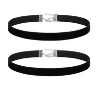 Hoite 2Pcs Black Velvet Gothic Choker Necklace for Women Girls Wide 2cm Adjustable Lolita Retro Gothic Jewelry for Halloween Birthday Party Cosplay