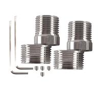 Hoite 2Pcs Tap Adapter, Extendable Shower Tap Adaptor, Stainless Steel, 360° Rotatable S-Connector with Angled, Valves and Connections
