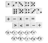 Hoite 30 PCS Teaching Cube 16 Mm Maths Dice Games for Childs 8-12 for Teaching(10 Pieces Maths Operation Cubes+10 Number Dice+10 Point Cubes)