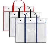 Hoite 3Pcs Large Waterproof PVC Art Portfolio Bag with Handle A2 Posters Storage Canvas Art Carrying Case Artist Artwork Files Tote
