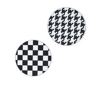 Hoite 4Pcs Car Coasters Houndstooth＆ Grid Pattern Auto Cup Holder Insert Coasters for Most Cars