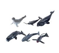 Hoite 6PCS Mini Ocean Animals Figurines Plastic Sea Creatures Realistic Marine Playset with Whales Educational Decorative for Bath Party Gift
