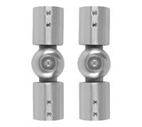 Hoite Hinged Elbow Connector, 2Pcs Stainless Steel Curtain Pole Joint Connector Window Curtain Rod Corner From 90 Degrees To 180 Degrees for 32mm Rod (Silver)