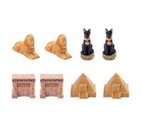 Hoite Mini Landscape Ancient Egyptian Desert Town Pyramid Stone Statue God Dog Model Resin OrnamentSet Of 8 Egyptian Toys for Any Decor
