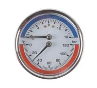 Hoite Thermomanometer 1/4 BSPT Thread Connection 0-120°C (0-16 Bar) Temperature Pressure Gauge