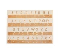 Hoite Wooden Braille Alphabet Fingerboard Engraved Letters Numbers Montessori Educational Tool for Portable Learning Board