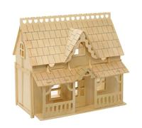 Hoite Wooden Dolls House, Full Porch Large House 3D Wooden Three-dimensional Simulation Assembly Model Handmade DIY Building