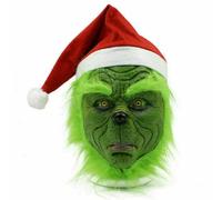 HoitoDeals 1Pcs The Grinch Mask Costume Adult Cosplay Helmet Latex Masks Gloves Props