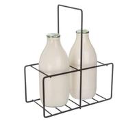 HoitoDeals 2 Bottle Rack Grey Milk Bottle Holder Tidy Crate Rack Carry Carrier Doorstep Store Jug Caddy
