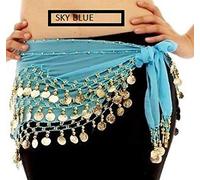 HoitoDeals 3 Rows Belly Dance Costume Belt Skirt For Hip Wrap Outfit Coin Bead Scarf