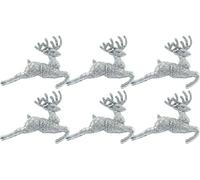 HoitoDeals 6Pcs Silver Glitter Reindeer Hanging Baubles For Christmas Tree Decorations Item