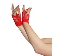 HoitoDeals Net Mesh Short Fishnet Gloves Fingerless Hand Gloves for Fancy Dress, Costume Accessory Party Supplies (1Pcs Red)