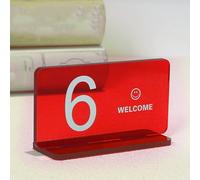 Hoiweqr Acrylic Table Number Stand - Acrylic Double Sided Number Cards - 5cm Thick Rectangle Modern Design for Restaurants, Cafes, Coffee Shops, Digital Sign, Seat Card, Food Pickup Sign(Red,73-78)