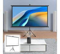 Hoiweqr Universal Projector Screen W/Stand - 60-Inch 72-Inch Floor Standing Portable Fold-Out Rollup Matte for Projection, Includes Tripod, 16:9/4:3 Projector Screen for Backyard Theater(16:9 72in)