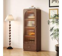 Hoixin Wine Bar Cabinet Drinks Storage Sideboard Wine Bottle Holder solid wood material Translucent glass Wine Cabinet Sideboard Drinks Cabinet Suitable for bars cafes and homes(Brown)