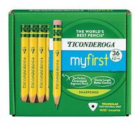 Hoiyen My First Short Triangular Wood-Cased Pencils, 2 HB Soft, Yellow, 36 Count