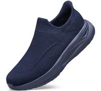 HOIYHEK Mens Slip On Trainers Lightweight Breathable Walking Running Shoes Casual Soft Mesh Tennis Shoes Sneakers Navy Blue Size 6
