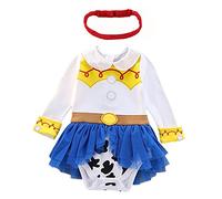 HOIZOSG Baby Girls Cowgirl Princess Costume Jessie Halloween Outifts Birthday Bodysuit Romper Tutu Dress w/Headband 9-12M