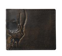 HOJ Co. Skull Wallet-Double ID Bifold-Full Grain Mens Leather Wallet-Multi Card Capacity