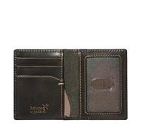 HoJ Co. Slim Card Wallet | Bifold Card Case | Full Grain Leather With Burnished Finish | Front Pocket Wallet | Minimalist Credit Card Holder, Black, Casual