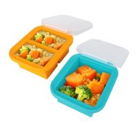 Hojalis 2 Pack Soup Cube Silicone Freezer Tray, 500ml One Cup & 2×250ml Two Cup Soup Freezer Moulds with Lid, Soup Freezer Containers for Broth, Sauce, Ice Cubes, Soups (Blue+Orange)