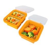 Hojalis 2 Pack Soup Cube Silicone Freezer Tray, 500ml One Cup & 2×250ml Two Cup Soup Freezer Moulds with Lid, Soup Freezer Containers for Broth, Sauce, Ice Cubes, Soups (Blue+Orange)