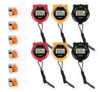 Hojalis 6 Pcs Sports Stopwatch Timer, Multi-Function Sport Digital Stopwatch with Date Time and Alarm Function, Easy to Use, Large Display,Shockproof Sport Stopwatchs for Kids Coaches Swimming Running