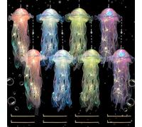 Hojalis 8Pcs Jellyfish Light, Hanging Jellyfish Lamp, Creative Glowing Jelly Fish Night Light, Jelly Fish Lanterns, Jellyfish Garden Lights for Ocean Theme Party Yard Landscape Garden Ornament