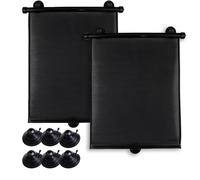 Hojalis Car Window Shades, 2 Pack Window Shade for Baby, Retractable Car Shades for Side Window with Suction Cups, Cars Sunshade Curtains Roller Blinds for Blocking UV Rays, Harsh Sunlight, Mosquito