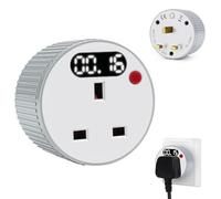 Hojalis Countdown Timer Plug Socket, Digital Plug Timer Socket with LED Display, 1 Min-24H Adjustable AC240V 13A Gear Rotating Digital Timers PlugSocket for Christmas Lights, Lamp and Home Appliances