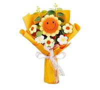 Hojalis Crochet Flowers Bouquet, Handmade Crochet Flowers, Knitted Smile Sunflower, Knitted Flower Bouquet, Artificial Flower for Mother's Day Valentine's Day Wedding Graduation Anniversary (Yellow)